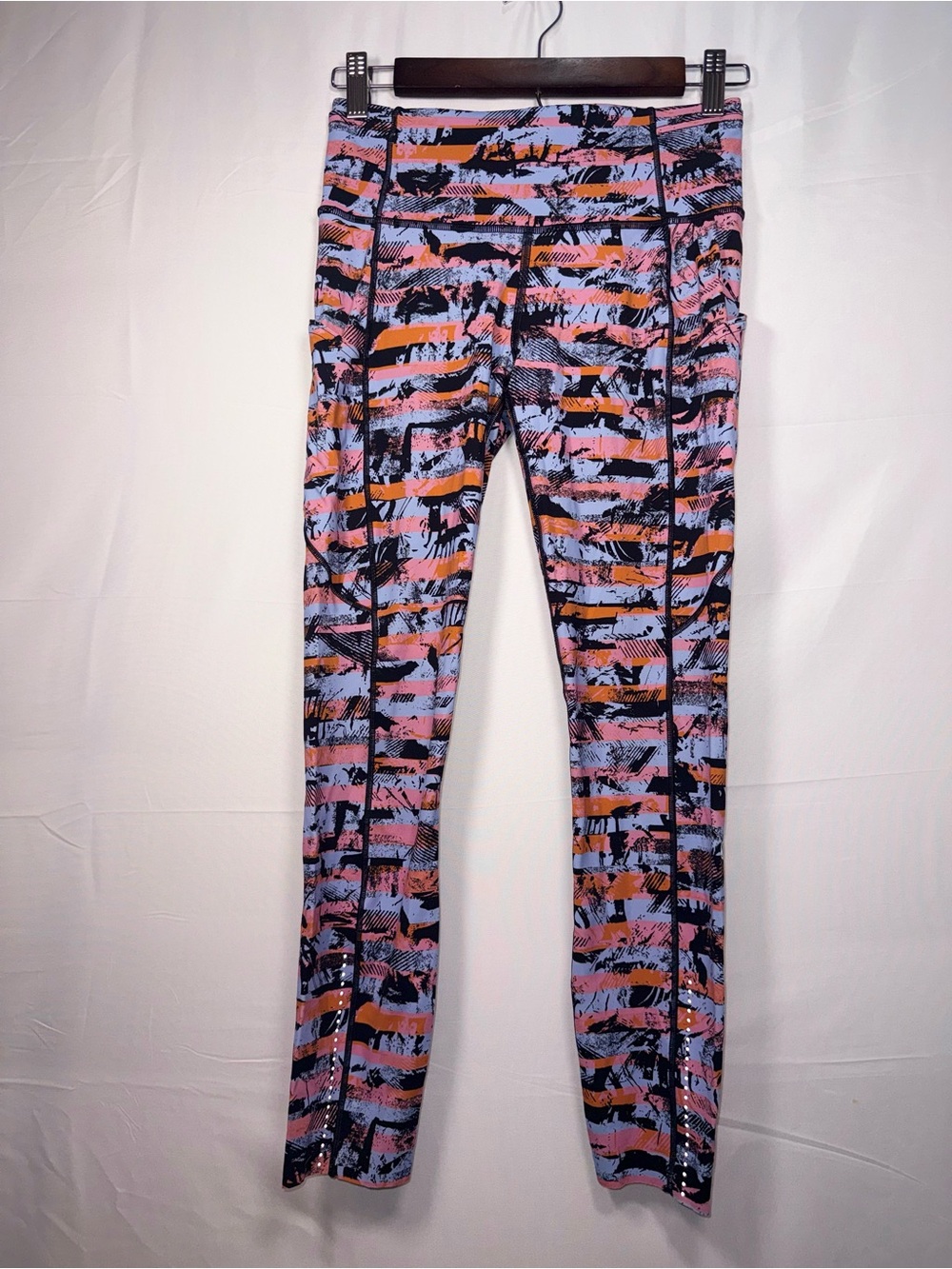 Lululemon Women Vibrant Striped Multi Color Abstact Print Leggings Size 6 - Picture 14 of 14